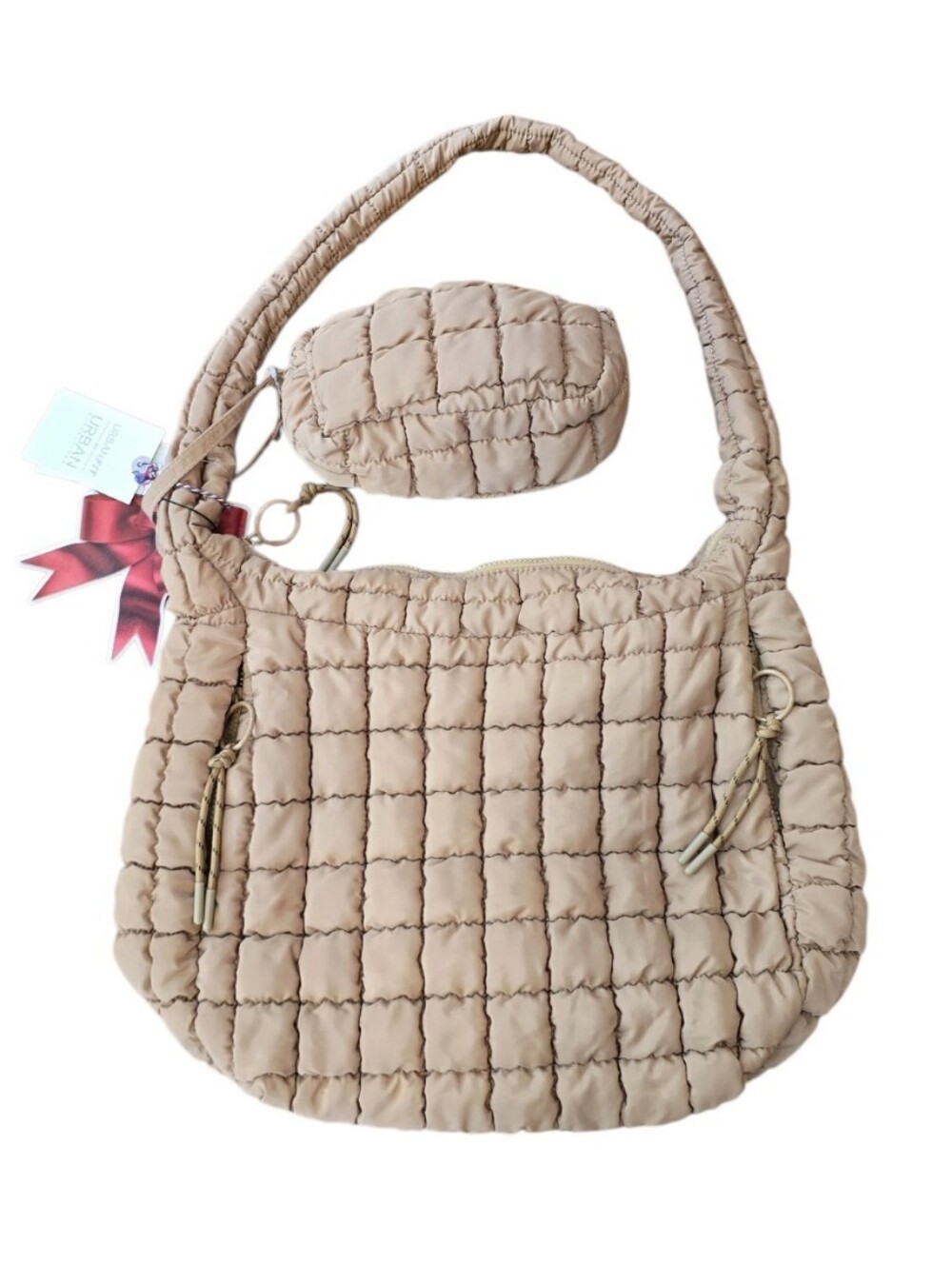 Urban Fit By Urban Expressions Tamsin Quilted Puffer Beige Hobo Bag